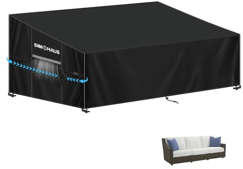 SIMPHAUS Abdeckplane Für Gartenbank Abdeckung 4 Sitzer Abdeckhülle Gartensofa Schutzhülle für Gartensofa 3 sitzer Schutzhülle Sofa Lounge Abdeckung Wasserdicht 420D Oxford Gewebe 235x85x81/61cm