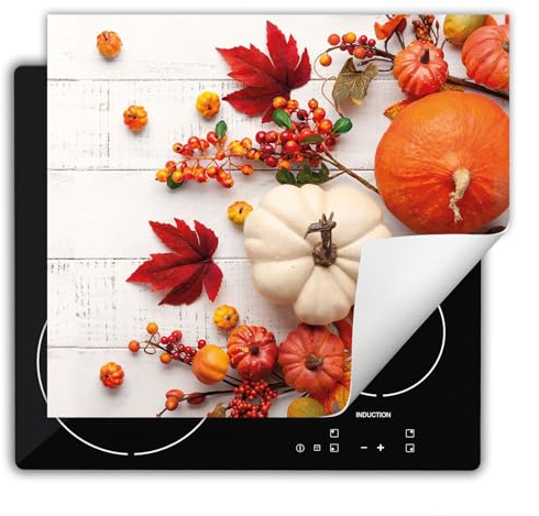 DarHaus Herdabdeckplatte Einteilig Küche Herdabdeckung Ceranfeld Herdabdeckplatten Anti Rutsch Matte Aufrollbar 60x52 cm, Herbst - Holz