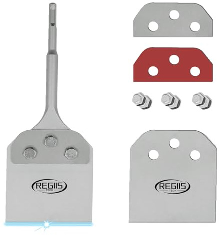 Regiis Tech SDS Plus Floor Scraper 4 in. x 10 in. Wide Tile Flooring Adhesives Remover, Thinset Removal Tool Chisel Bit with Spare Blades for Rotary Hammer Drill