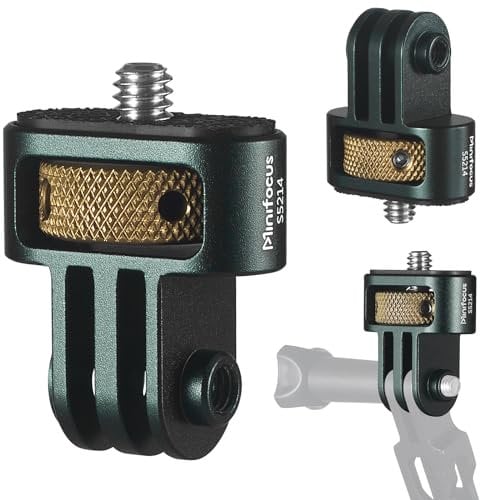 1/4 Zoll auf Gopro Adapter, Aluminium CNC gopro Stativhalterung für Gopro Hero 13/12/11/10/9/8, Insta360 X5/X4/X3, DJI Osmo, AKASO und anderes Standard 1/4 Zoll Zubehör