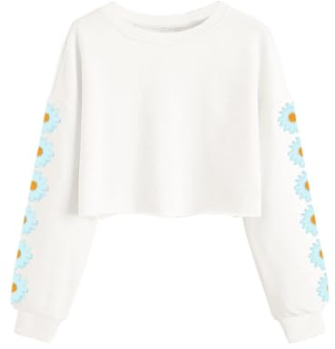 Imily Bela Girls Sweatshirt Daisy Pinted Crop Tops Cute Kids Jumper Long Sleeve Pullover Tee Shirts Clothes