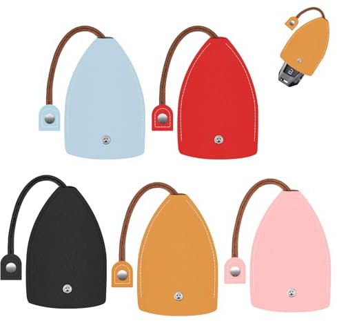 OusSee Ausziehbares Schlüsseletui, 5 Stück Schlüsseltasche, Tragbarer erweiterbarer Autoschlüsselhalter aus PU-Leder, Unisex Schlüsseltasche Protector Universal