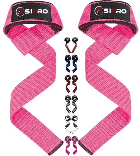 ASIPRO Straps Palestra Uomo & Donna Fascette Palestra per Stacchi Polsini Palestra Polsiere Palestra Cinghie Sollevamento Pesi Lifting Straps Wrist Wraps fasce Polsi Palestra Fasce Palestra Gym Straps