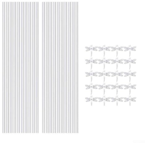 Pflanzenstützen-Set aus Acryl mit Heringen und Clips, 40 Stück, für Innen- und Außenpflanzen (5 x 445 mm)