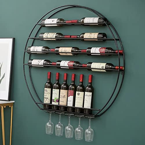 DKSNAJ Industrielles Weinregal, rundes Weinregal, an der Wand montiertes Weinregal, hängendes Weinflaschenhalter-Lagerregal, Weinpräsentationsregal für Küchenbar-Restaurant wisdom