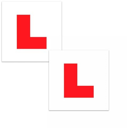 Magnetic L Plates for Learner Drivers - Set of 2 - Durable & Reflective Provisional Driving Test Signs - Twin Pack