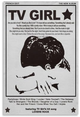 Gufatoo TV Girl Poster Rock Band Musik Album Vintage Musik Poster für Zimmer Ästhetik Leinwand Wandkunst Schlafzimmer Dekor 20 x 30 cm