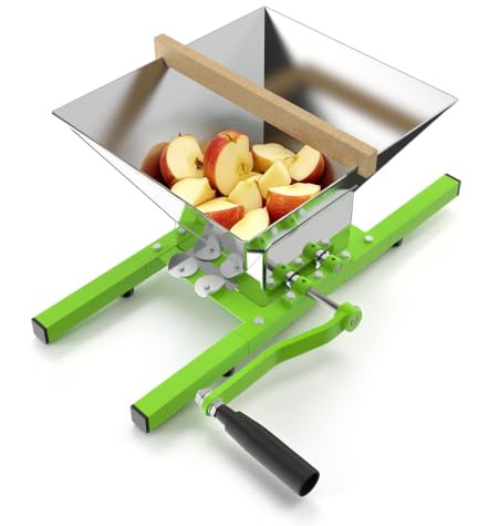 MAYTIIMO Presse-fruits manuel en acier inoxydable 7 l avec manivelle pour baies, jus de fruits, vins de fruits, jus de pomme, moulin à purée facile à nettoyer