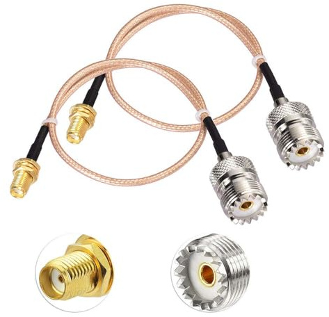 HiAoey 2 Pack SMA to UHF Coaxial Cable RG316 SMA Female to SO239 PL259 Female RF Coax Cable 20cm CB Radio Pigtail Extension Cable