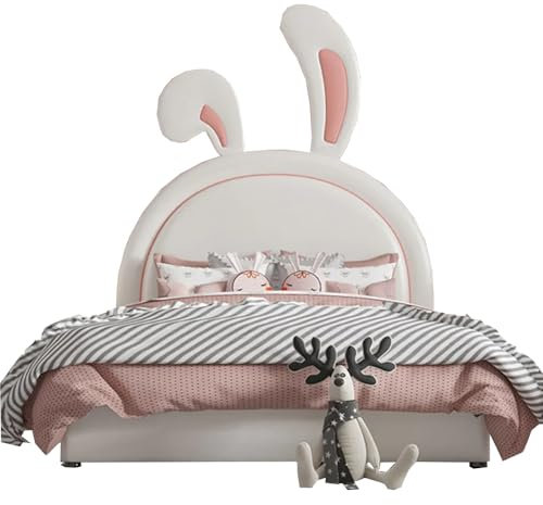 Generisch Mädchen Jugendbett Kinderbett Mädchenbett Rosa Romantic Kinderzimmer Hase (1200 * 1900mm)