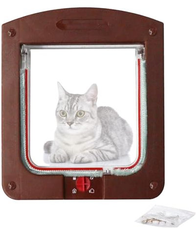 Chatière pour Chats,Chatière révolutionnaire pour Chat,Chatière pour Chat avec Magnétique à 4 Voies,Portes de Passage sécurisées et fenêtres pour Animaux de Compagnie,Chatiere pour Chat Puce,24x20x3