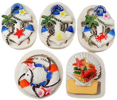 Xidmold Ozean Anker Fondantform Backformen Seashell Silikonform Kuchen Formen Schokoladenform Strand Silikonform für Kuchen, Schokolade, SüßIgkeiten