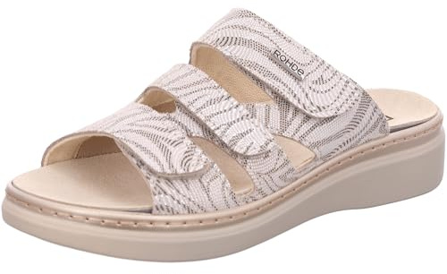 Rohde Damen Pantolette aus Veloursleder mit DREI Klettverschlüssen Abano 5221 | Hausschuhe, Schwarz, Klettverschluss, Damen, Schuhe