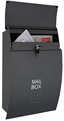 Post Box, Lockable Galvanised Steel Mailbox English-Style Wall-Mount Home Apartment Security Letterboxes With 2 Keys For Outside Wall, Wedding