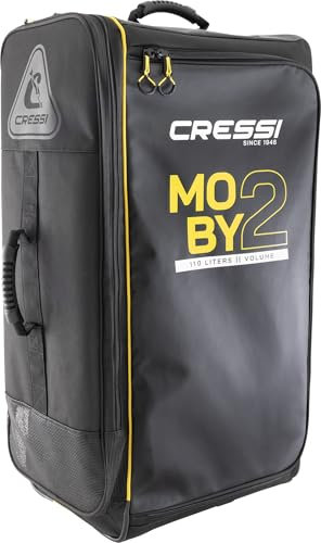 CRESSI Moby 2 Trolley Bag Black/Yellow 110 L - Robuste und Geräumige Trolley Tasche ideal für Sportliche Aktivitäten und Reisen, Schwarz/Gelb, 110 L, Unisex