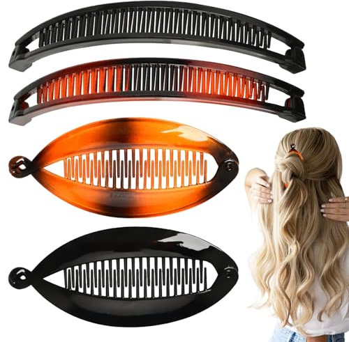 4 Pièces pince banane cheveux femme,pince cheveux banana hair clip,banana clip hair,Queue de Poisson Clip pour Femmes,à Cheveux Porte-Queue de Cheval Banane,pour le Sport la vie,pour femmes et filles​