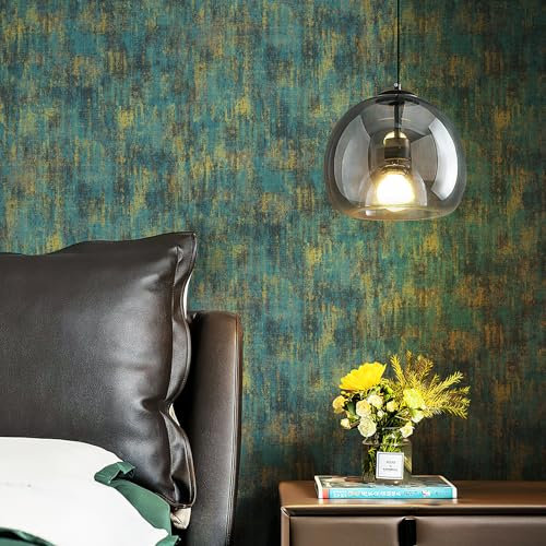 Tapete Blau Vliestapete 44x305cm Beton Selbstklebende Betontapete Industrial Dunkelblau Gold Metallic Industrieller für Schlafzimmer Wohnzimmer