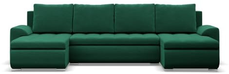 Mebligo - Ecksofa mit Schlaffunktion und 3 Bettkasten FORESTA 302x89x159 (BxHxT) Dunkelblau - Couch U Form, Sofa im Sitz: Wellenfeder + Schaumstoff, Sofas & Couches, Eckcouch