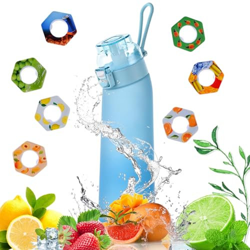 BIOSA Air Gourde Up 650ML, Gourde Sport Avec capsules en 7 dosettes de saveur, Air Gour Up Bouteille avec Paille, Gourdes d'eau sans BPA, Sans Sucre Bouteille d'eau de sport pour le fitness