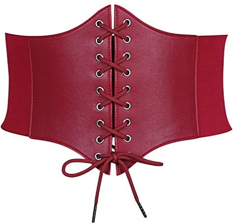JasGood Damen Korsett Gürtel Schnürkorsett Elastischen Breiten Band, Gebundener Waspie Taille Gürtel Hüftgurt für Damen Halloween,Red,83cm(Anzug für Taille 78cm-87cm)