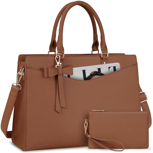 RAINSMORE Borsa da Lavoro Donna con Pochette Borsa Porta PC 15,6 Pollici Grande Borse a Mano Pelle PU Borse Messenger per Affari Ufficio Università