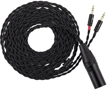 LINSOUL Tripowin Nova Over-Ear-Kopfhörerkabel, 4-adriges Silver Foil/OCC Hybrid Upgrade Kabel, 2M,Dualer 3,5 auf 4,4 mm/3,5 mm/XLR-Stecker, für Musiker & Audiophile (XLR, Schwarz)