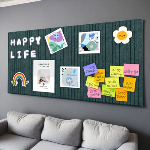 Gohytal Kleine Große Filz Pinnwand Selbstklebend, DIY Filz Memoboards Set für Fotos Bilder Postkarten Filzboard Memotafeln Memo Board Wanddekoration für Büro Küche, Fotos Memos-Grün