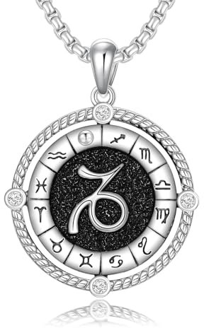 ROMANTICWORK Steinbock Sternzeichen Kette 925 Sterling Silber Konstellation Steinbock Sternzeichen Anhänger Halskette Steinbocks Horoskop Schmuck Geschenke für Damen Herren