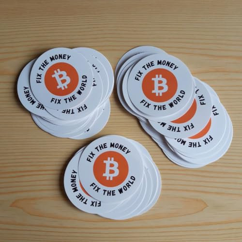 Bitcoin Sticker fix the money, fix the world - BTC Aufkleber 9,5cm rund - 100 Stück