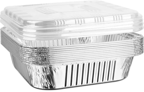 Vassoi in Foglio di Alluminio Pentola in alluminio da 8x8 pollici con coperchio - Pentola in alluminio adatta for cucinare, feste, preparare torte, cuocere al forno, pane fatto in casa Per Cucinare(Wi