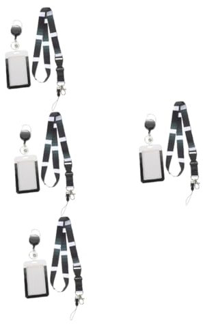 OSALADI 4 Pièces Porte Badge Rétractable avec Lanière Breakaway Étui Rayures pour Cartes Identité Transport Pratique pour Étudiants