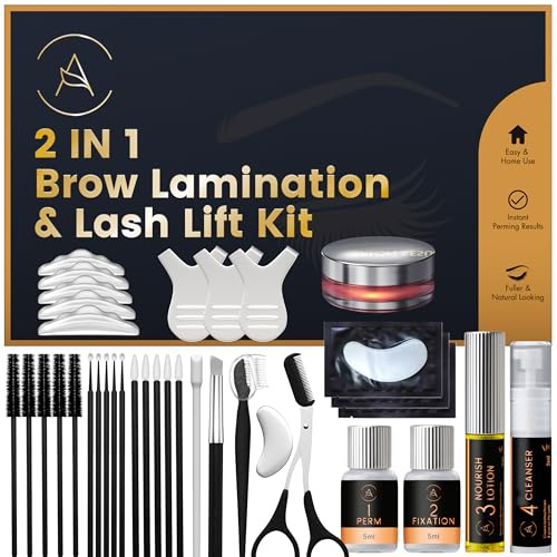 Brow und Lash Lamination Kit ABLK2 Wimpern Lifting Set | 2in1 Lösung vegan und tierversuchsfrei für 15 Anwendungen mit Anleitung