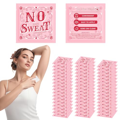 krishome 50 pieces of antiperspirant deodorant wipes and body wipes individually wrap underarm underarm sweating Rose and travel to clean skin for female male teenagers (50)