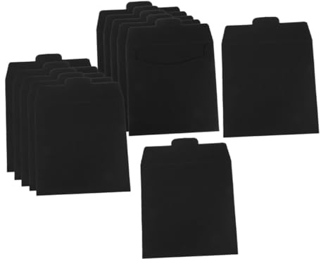 Mikinona 12 Stück Cd/DVD Papierhüllen Aufbewahrungstasche aus Schwarzem Karton Vielseitig für CDs Dokumente und Karten Kompakt Schützend