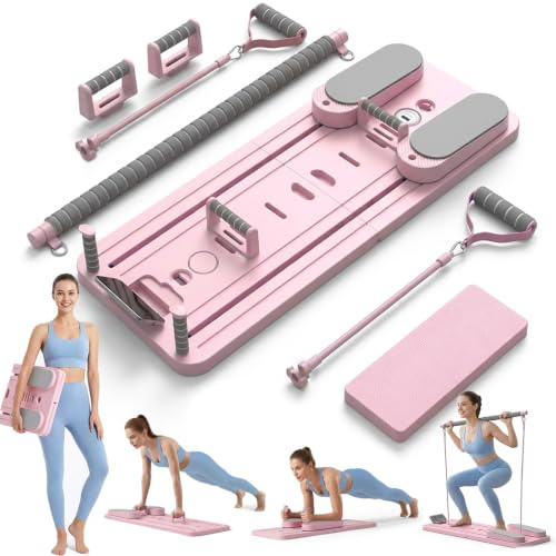 BJNCDIO Pilates Board Faltbarer, Pilates Reformer Maschine & Hometrainer, Fitnessgeräte für Zuhause, Multifunktionales Pilates Set mit verschiedenem Zubehör
