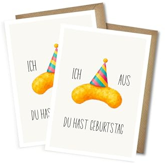 WBdesignz 2er-Set humorvolle Geburtstagskarten mit Umschlägen - mit Erdnussflip Motiv - „Ich Flip aus du hast Geburtstag“ witzige Klappkarten zum Geburtstag - für Männer und Frauen (DIN A6)