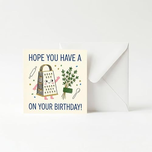 Funny Food Pun Birthday Card, Grater Thyme, 13 x 13 cm