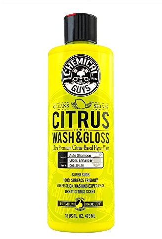 Chemical Guys CWS_301_16 Citrus Wash and Gloss Citrus Based Hyper-Concentrated Wash+Gloss - 16 oz, Yellow