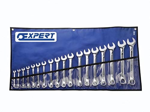 Britool Combination Spanner Set, 6mm-24mm, 18 Pcs - Chrome Finish, Chrome Vanadium Steel, Tool Roll for Storage