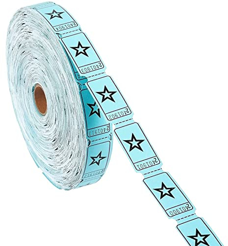 Juvale Tombola-Ticket-Rolle 2000 Einzeltickets (1 Rolle) - Mit Fortlaufender Nummerierung - Ideal als Eintrittskarte, Wertgutschein, für Tombola und andere Gewinnspiele - Blau