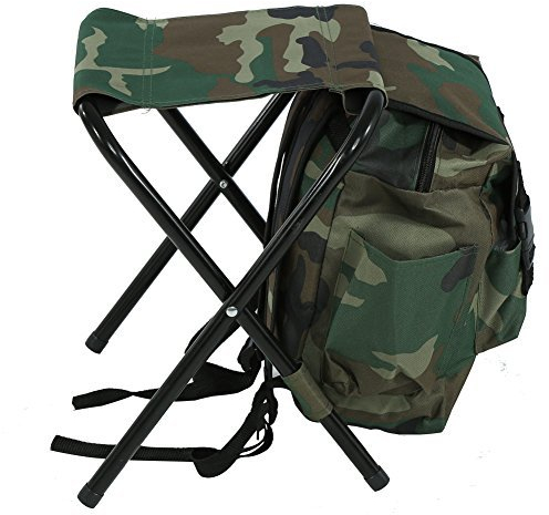 VGEBY Angelrucksack Stuhl, Tragbar Rucksack mit Stuhl Fischerstuhl Angeln Klappbarer Hocker Sitz mit Tasche für Outdoor Angeln Camping Reisen Strand BBQ