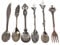 Juego de 6 cubertería vintage de metal tallado para postre, café, cucharas de té, helado, frutas, tenedor de metal para cocina, comedor, bar, dulces aperitivos (latón envejecido)