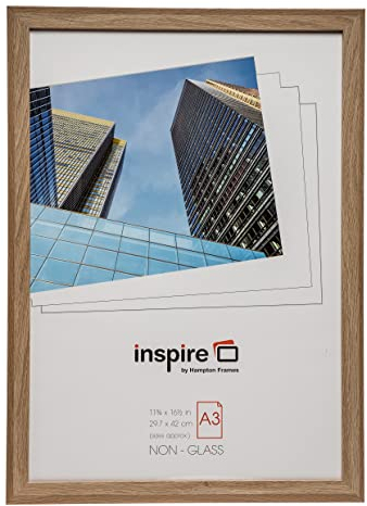 Hampton Frames Sorbonne SORA3NG - Cadre photo effet bois, façade en plexiglas, format A3, 30 x 42 cm marron