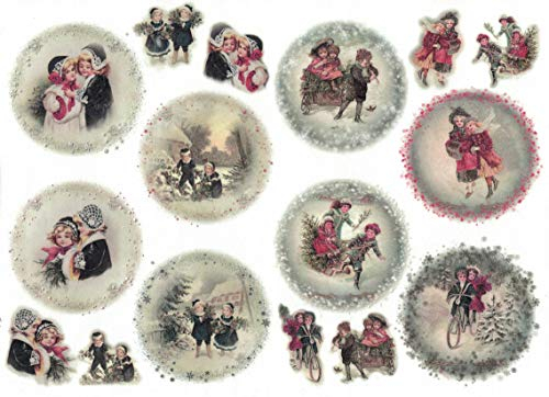 Zita`s Creative Motiv-Strohseidenpapier A4 - Vintage Winter. Dekorationspapier, Strohseidenpapier, Decoupage Papier