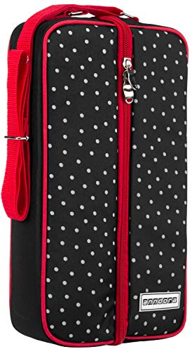 anndora Kühltasche Flaschentasche Weinkühltasche f. 1 Flasche + 6 TLG. Zubehör schwarz weiß gepunktet
