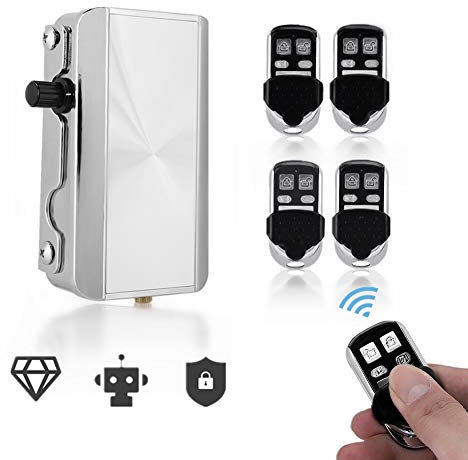 Serratura Smart, Serratura Elettrica con Telecomando, Intelligente Serratura di Sicurezza Antifurto Intelligente Keyless Catenaccio (20 Seconds Auto Lock)