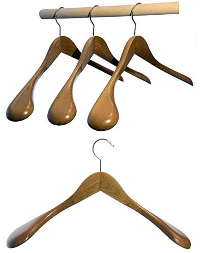 Hagspiel Kleiderbügel aus Holz, Schulterbügel aus Buchenholz, Made in EU (5 St. Eiche gebeizt)