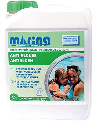Anti-Algenmittel Hochkonzentriert - 2,5 Liter (für bis zu 250.000 Liter) - verhindert Algenwachstum im Pool, mit Klareffekt