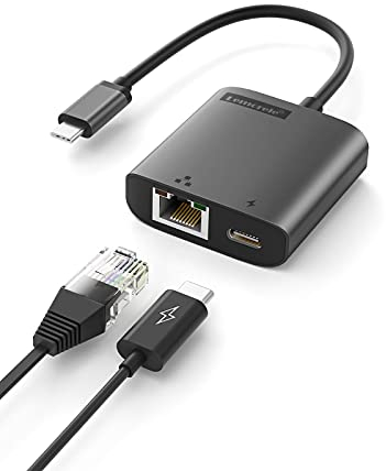 Lemorele USB-C zu Ethernet Adapter mit Aufladen, USB-C auf RJ45 Gigabit Ethernet LAN Netzwerkadapter mit PD 3.0, für MacBook Pro (TC35)