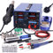 YIHUA 853D 2A USB SMD Hot Air Rework Station Soldering Station, 0-15V DC Power Supply 3 in 1 Station with 5V USB Charging Port and 35V DC Voltmeter for Cellphone and Electronic Rework Repair(UK Plug)